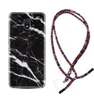 Xiaomi Redmi 8A 8 Pro 9C 9T 10C 11T Pro Kılıf Boyun Asklı Rasta Silikon Siyah Şerit Mermer 1318