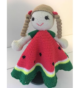 Karpuz Kız Bebek Uyku Arkadaşı Amigurumi Organik Oyuncak