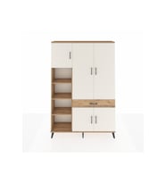 Arges Dolap 8 Raflı Tek Çekmeceli 5 Kapaklı 132x30x195 Çam-Aytaşı/Çam
