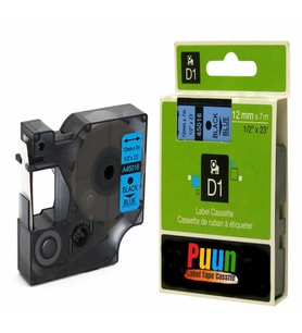 PUUN®Dymo D1 45016 S0720560 12MM x 7 Mt. Muadil Mavi Etikete Siyah Yazı Şerit Etiketi Labelmanager (Çok Renkli)