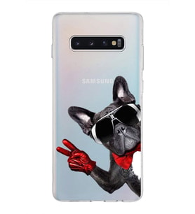 PrintiFy Samsung Galaxy S10 Plus ile Uyumlu 1mm Slim Fit Köpek 2 050e Baskılı Şeffaf  Kılıf