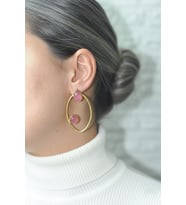 Kadir Jewellery 22 Ayar Altın Kaplama Geometrik Küpe -El İşçiliği Ve Hipoalerjenik Küpe