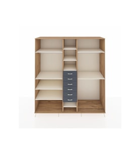 Kronos Dolap 10 Raflı 6 Çekmeceli 3 Askılı 220x59x243 Çam-Aytaşı/Antrasit