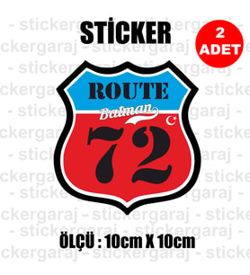 72 batman memleket rota gidiş etiket sticker çıkartma - 2 adet - motosiklet araba otomobil kamyon kamyonet cam uyumlu