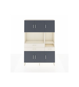 Arges Dolap 9 Raflı 3 Çekmeceli 6 Kapaklı 132x30x195 Aytaşı-Antrasit/Aytaşı