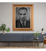 Altın Varaklı Çerçeveli Paspartulu Atatürk Tablo z4614 (Gold)