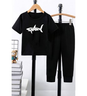 Çocuk Shark Alt - Üst Eşofman Takımı (Siyah)