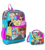 Coral High Mavi Pembe Anime Okul Sırt ve Beslenme Çantası Seti