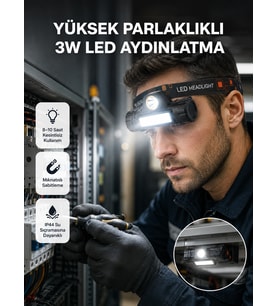 Kamp Ve Doğa İçin Şarjlı Led Baş Feneri - Mıknatıslı, Su Geçirmez