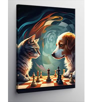 Kanvas Tablo Satranç Oynayan Kedi