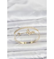 Pirinç Gold Renk Kelebek Model Kadın Bileklik TJ-BB8505