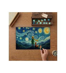 Küçük Prens - Yıldızlı Geceler Tasarımı 240 parça Ahşap Puzzle Ahşap Kutuda MP01469