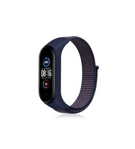 Mi Band 4 Hasırlı Cırtcırtlı Kordon - Lacivert-Mor