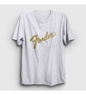 Presmono Unisex Beyaz Logo Fender Gitar Gitarist T-Shirt 442500tt (Beyaz)