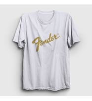 Presmono Unisex Beyaz Logo Fender Gitar Gitarist T-Shirt 442500tt (Beyaz)