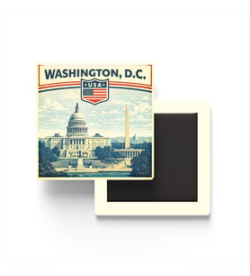 Retro Amerika Birleşik Devletleri Washington Şehri Temalı Vintage Buzdolap Magneti – 9x9 cm