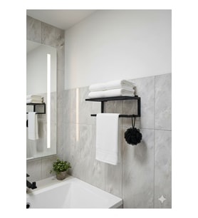 Paslanmaz Metal Havluluk Banyo Rafı 2Katl Bornozluk Rafı Havluluk Şampuanlı