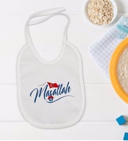 BK Kids Maşallah Tasarımlı Beyaz Bebek Mama Önlüğü-3