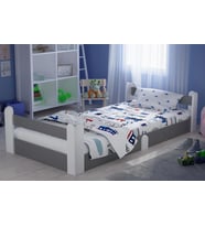 Montessori Karyola Beyaz-Antrasit 90x190 Yatak Uyumlu Oval Kesim Çocuk Yatağı Tlp-301