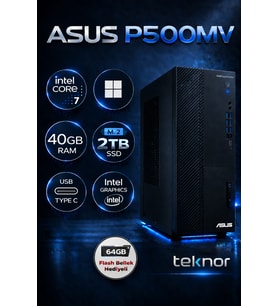 Asus Expertcenter P500MV Intel Core 7 240H 40 GB 2 TB SSD WIN 11 PRO Masaüstü Bilgisayar & Teknor USB Bellek