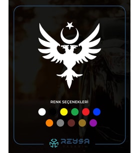 Çift Başlıklı Kartal ve Ay Yıldız Sticker siyah 15x15 CM (Beyaz)
