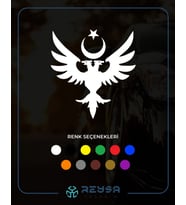 Çift Başlıklı Kartal ve Ay Yıldız Sticker siyah 15x15 CM (Beyaz)