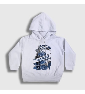 Presmono Unisex Çocuk Beyaz Hanzo Oyun Overwatch Kapüşonlu Sweatshirt 358992tt