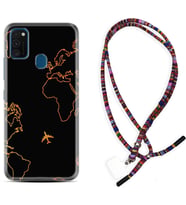 Samsung M21 M22 M23 M30 M31S M32 Kılıf Boyun Asklı Rasta Silikon Harita ve Uçak 1777