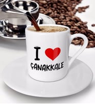 BK Gift I Love Çanakkale Tasarımlı Türk Kahvesi Fincanı - Model 1