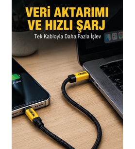 3'ü 1 Arada USB Şarj Kablosu 240W Hızlı Şarj ve Veri Aktarım Kablosu