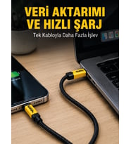 3'ü 1 Arada USB Şarj Kablosu 240W Hızlı Şarj ve Veri Aktarım Kablosu