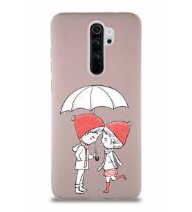 Xiaomi Redmi Note 8 Pro Soft Premier Kapak Aşk Tasarımlı Silikon Kılıf - Pudra (Şeffaf)