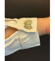 2 Lİ ZİRKON TAŞLI KELEBEK KADIN KOL DÜĞME SETİ 2X2 CM (Altın)