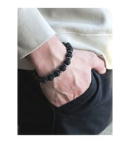 Erkek - Padore Lav Ve Hematit Doğal Taşlı Şık Tasarım Bileklik  Handmade