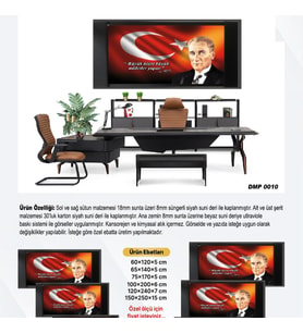 DERİ ÜZERİ UV BASKILI ÇERÇEVELİ MAKAM ATATÜRK PANOSU 9-150*250