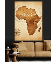 Afrika Haritası Vintage Keşif Dekoratif Kanvas - Mdf Ahşap Tablo