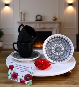 Mum Hediyeli 2 Kişilik Seramik Türk Kahve Fincanı seti (Model 2)