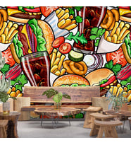 Fast-Food Temalı Cafe Duvar Kağıdı Baskı