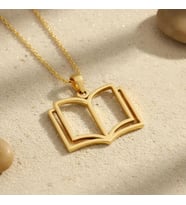 Kişiye Özel 925 Ayar Gümüş Kitap Tasarım Kolye (Gold)