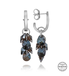 Swarovski Crystal Taşlı Gümüş Salkım Sallantılı Çivili Kadın Küpe