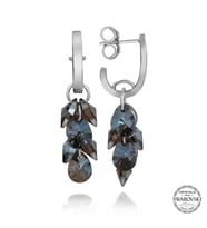 Swarovski Crystal Taşlı Gümüş Salkım Sallantılı Çivili Kadın Küpe