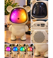 Ayıcık Bluetooth Hoparlör RGB Animasyon Işıklı Yüksek Ses Çıkışlı USB ve Kart Mini Speaker Krem