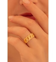 Kadın Gümüş Yüzük - 22 Ayar Gerçek Altın Kaplama (KARARMAZ) Taşlı Gurmet Model Gümüş Yüzük 4315636453421