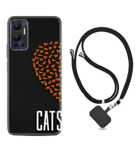 Infınix Hot 12 Kılıf Silikon Boyun Askılı İpli Desenli Silikon Cats 1792