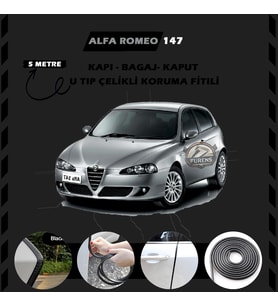 Alfa Romeo 147 Oto Araç Kapı Koruma Fitili 5metre Parlak Siyah Renk