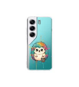 Tecno Camon 40 ile Uyumlu Splash Kirpi Tasarımlı Şeffaf Silikon Kılıf