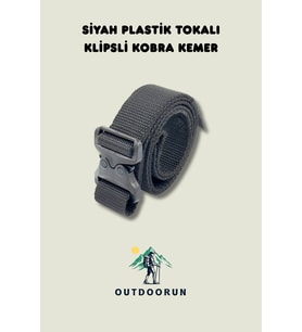 Siyah Plastik Tokalı Klipsli Kobra Kemer