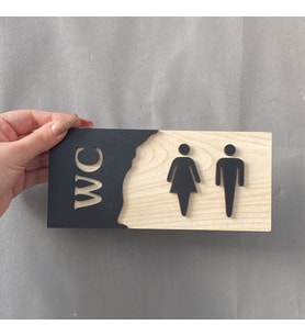 Meşe Serisi Kabartmalı Natural WC Yönlendirme Levhası
