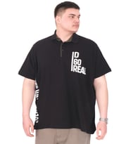 Mode XL Büyük Beden Erkek T-Shirt Polo Yaka REAL U25309 Siyah