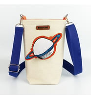 WoodyCord El Yapımı Gezegen Rozetli Matara Kılıfı Su Şişesi Taşıma Çantası BOTTLE BAG